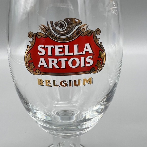 Stella Artois Chalice Beer Glasses Gold Rim 33cl Set of 2 EUC Fathers Day Gift - Picture 5 of 11